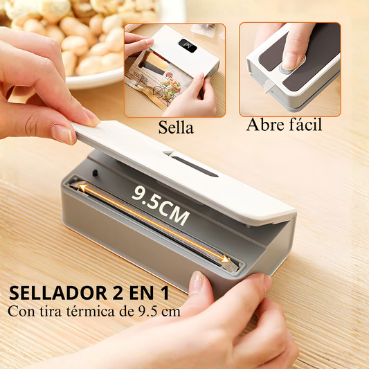Mini Selladora Térmica 2 en 1 | Sella y Corta Bolsas en Segundos para Conservar tus Alimentos Frescos